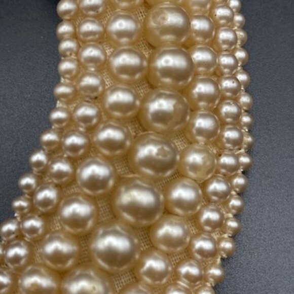 Vintage Glentex Ivory Pearl Beaded Collar 1950's 1960’s Japan Handmade LOOK READ - Picture 6 of 14
